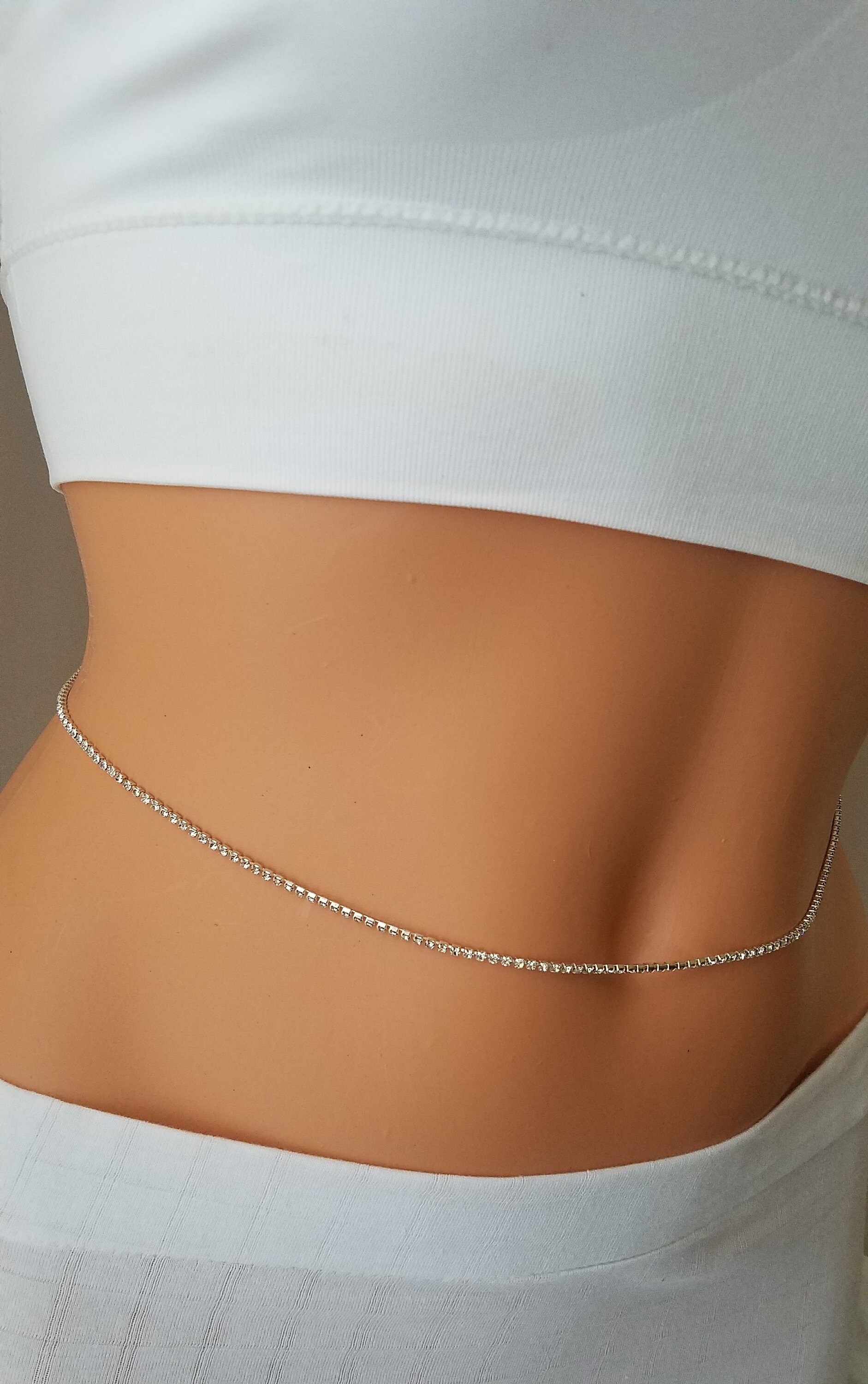 ? Belly Rhinestone Chain Travelwant Women Sexy Rhinestone Dangle Belly Button Ring  main image 3