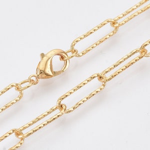 Paper Clip Necklace, 18 K Gold Plated, Thick Layering Choker, Oval Chunky Statement, Minimalist Everyday Fashion, Layering Link Chain