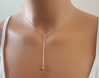 Sterling Silver, 14 K Gold Filled, Lariat, Tear Drop, Dainty Lariat, Bridesmaid Gift, Necklaces for Women, Gift for Her, Layering Necklaces