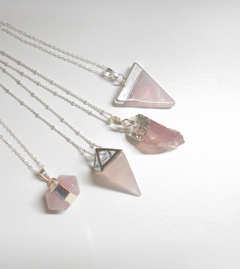 Rose Quartz Necklace/ Raw Crystal Necklace/ Healing Crystal/ Love Stone/ Necklaces for Women/ Bridesmaid Gift/ Healing Stone image 7
