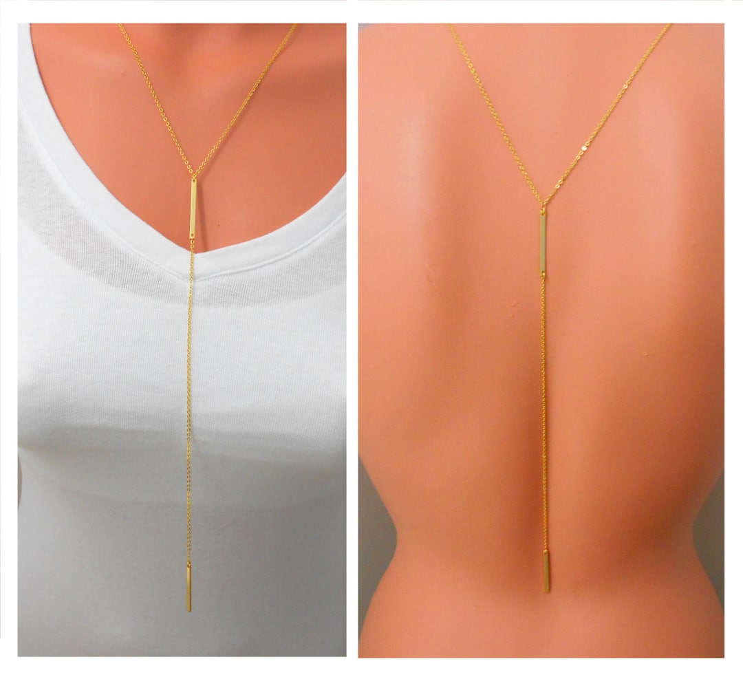 Front to Back Necklace, Sterling Silver, 14 K Gold Filled, Back