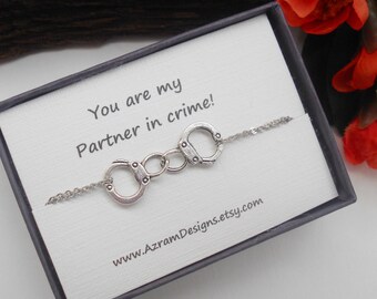 Partners in Crime, SilverHand Cuff, Friendship Bracelet, Linked Bracelet