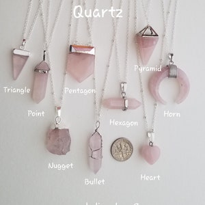 Rose Quartz Necklace/ Raw Crystal Necklace/ Healing Crystal/ Love Stone/ Necklaces for Women/ Bridesmaid Gift/ Healing Stone image 2