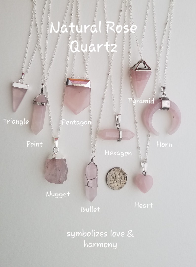 Rose Quartz Necklace/ Raw Crystal Necklace/ Healing Crystal/ Love Stone/ Necklaces for Women/ Bridesmaid Gift/ Healing Stone image 2