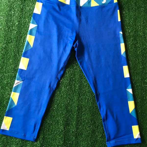 CLOSEOUT / CLEARANCE: Women's Capri / Yoga Pants Blue/Yellow/White