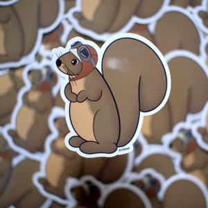 Flying Squirrel Vinyl Sticker | Pilot Squirrel | Animals at Work