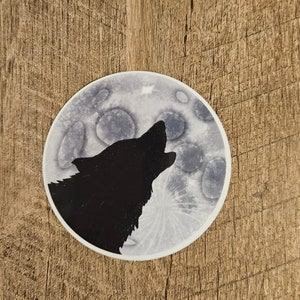 Wolf Howling At The Moon | Halloween Werewolf Vinyl Sticker | Waterproof Sticker | Cryptid Collection