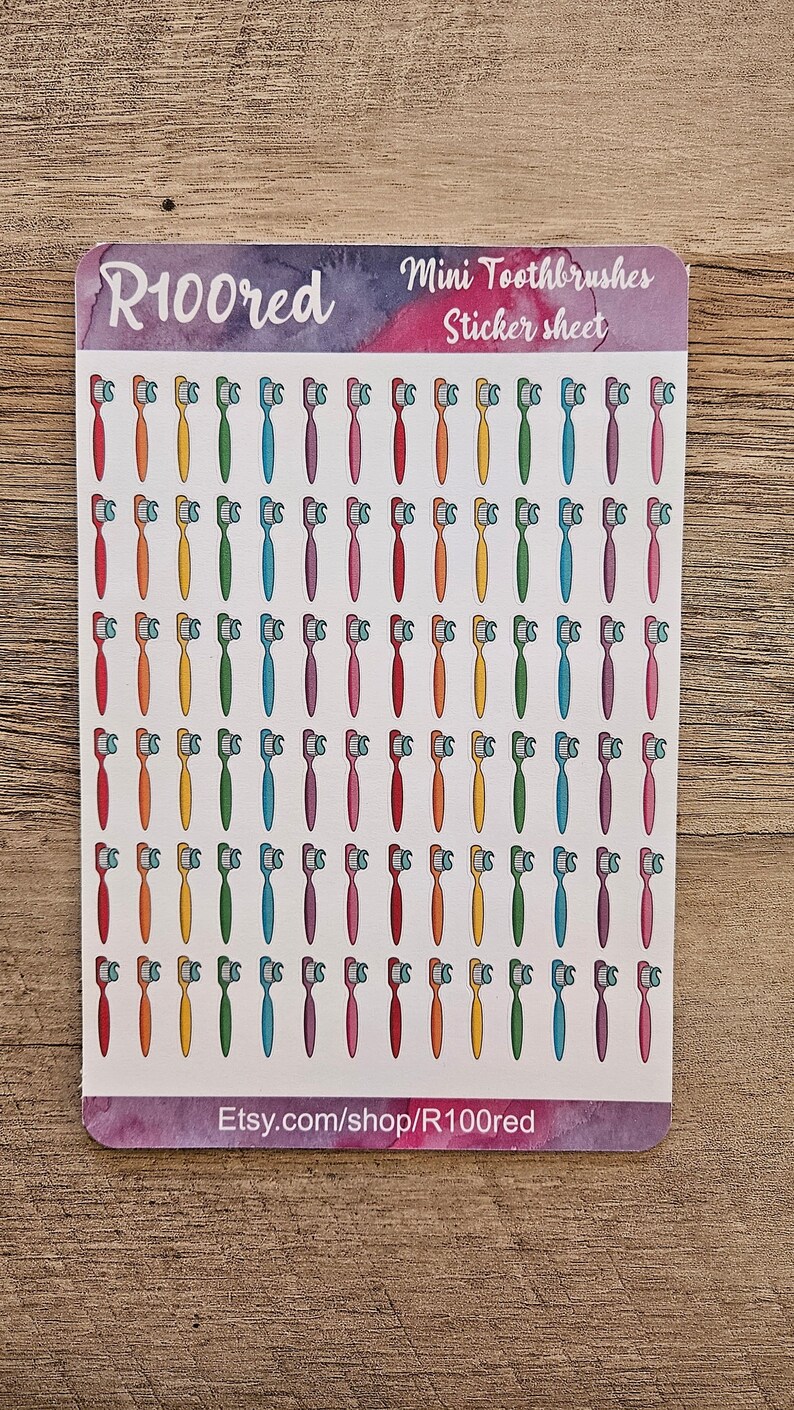 Toothbrush Printable Stickers Mini Toothbrush Stickers | for Bullet Journals, Planners, Scrapbooks ...