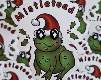 Mistletoad Holiday Vinyl Sticker | Mistletoe Christmas Toad | Funny Animal