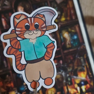 Barbarian Cat Sticker / Mazmorras y Dragones / D&D / RPG