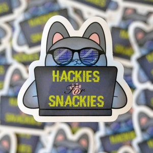 Hackies för snacks | Hacker Cat vinylklistermärke