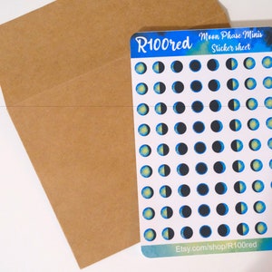 Moon Phase Minis Sticker Sheet | Maan Journaling | Voor Bullet Journals, Planners, Scrapbooks en Calendars | B-grade verkoop