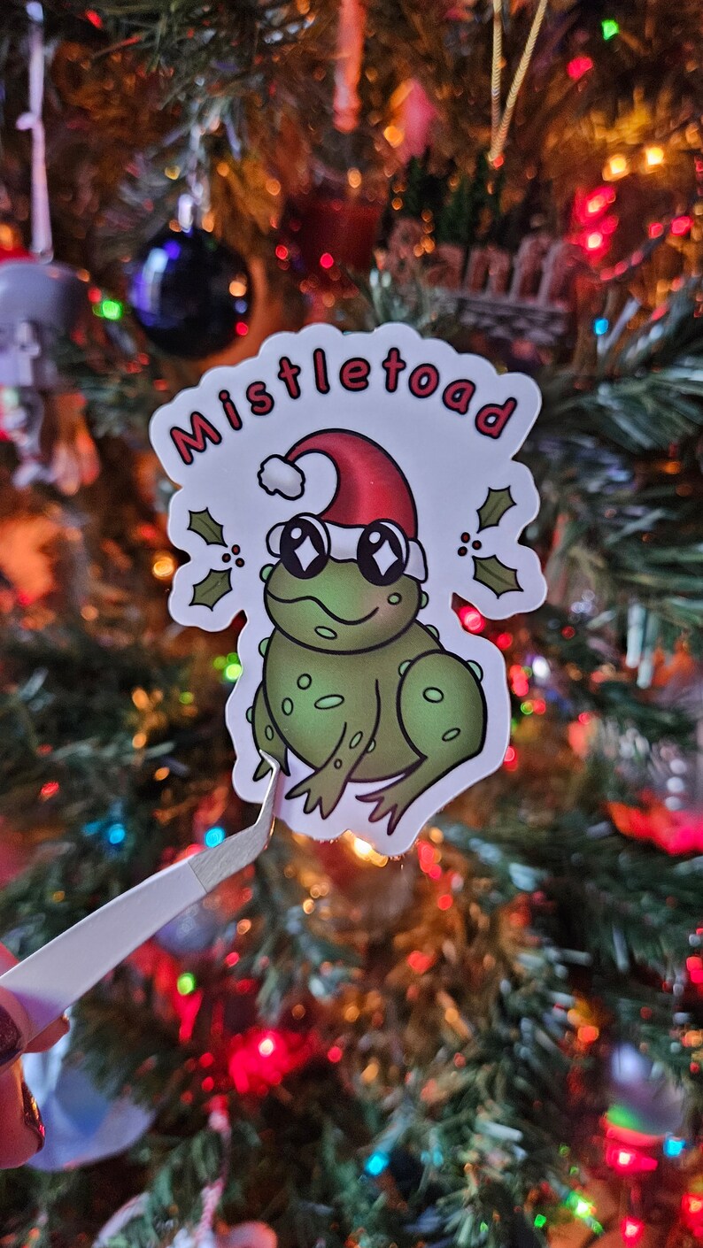 Misteltoad Mistletoad Holiday Vinyl Sticker | Mistletoe Christmas Toad | Funny ...