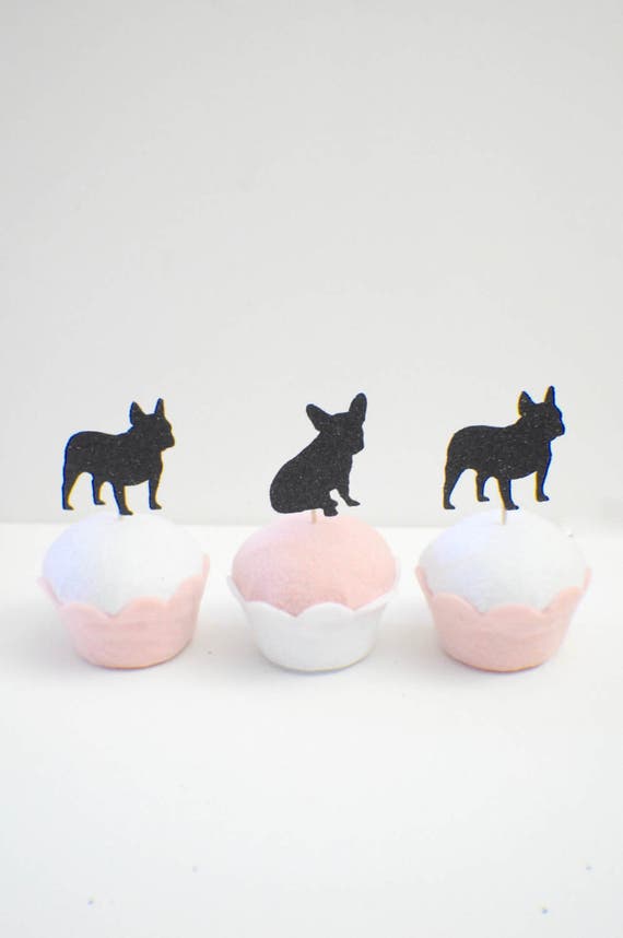 French Bulldog cupcake toppers dog cupcake toppers 12 toppers by SmashCaked Catch My Party