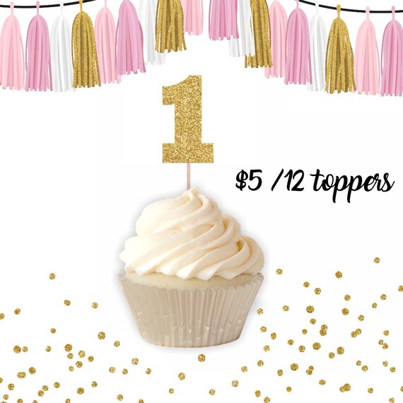 Number 1 Cupcake Toppers, cupcake toppers, birthday cupcake topper, age cupcake topper, number cupcake topper, first birthday cupcake Il_570xn