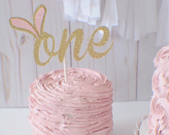 Bunny Cake Topper, Easter cake topper, one cake topper, easter bunner cake topper, first birthday cake topper Il_570xn
