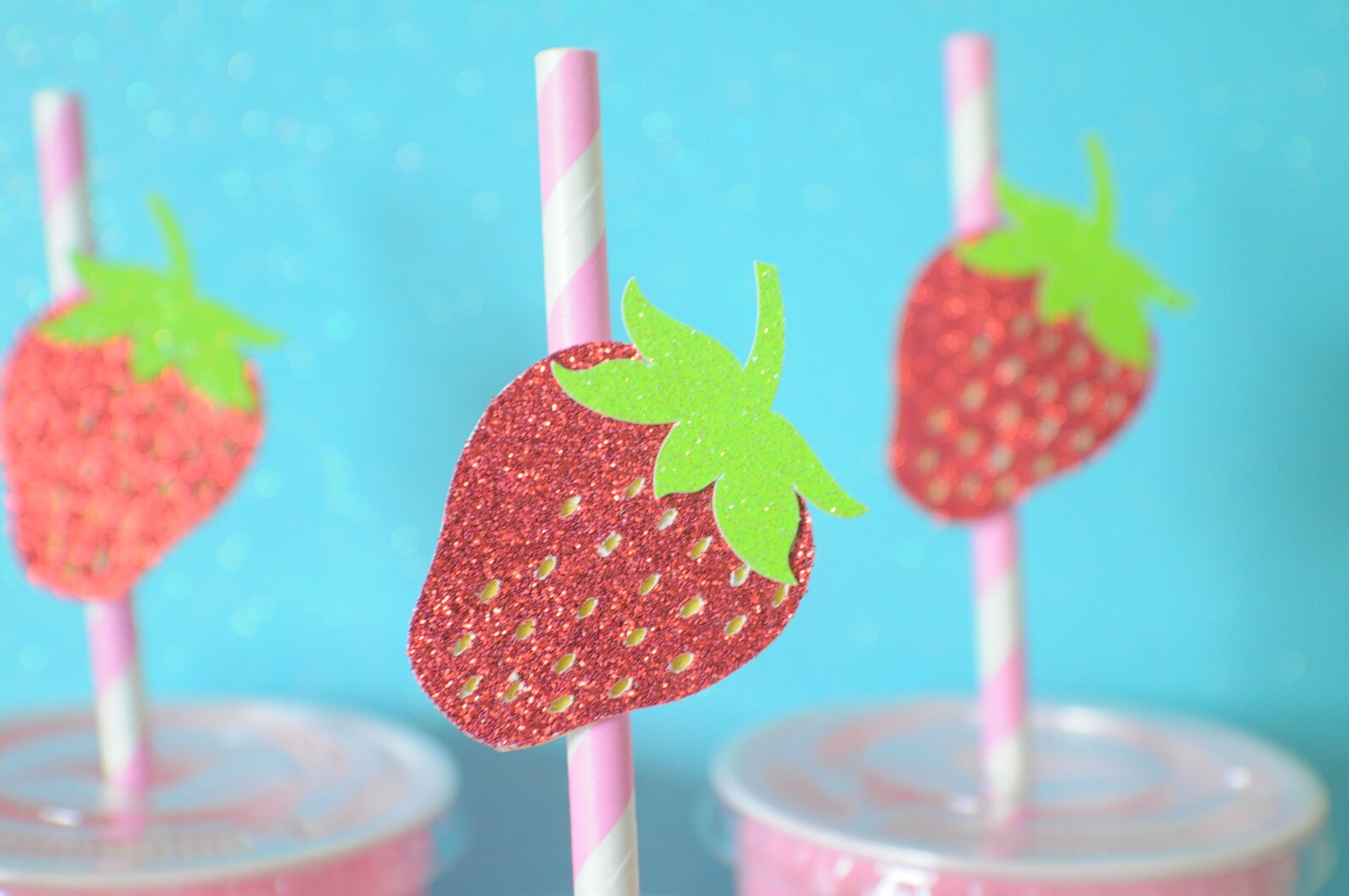 Strawberry Straws Strawberry Paper Straws Fruit Cupcake Etsy