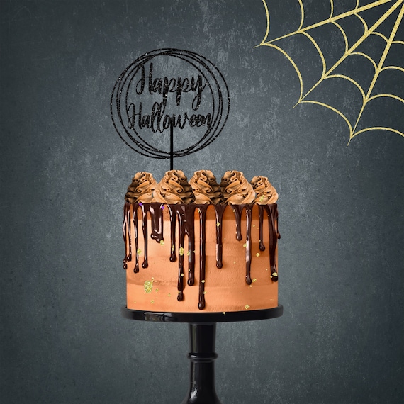 Halloween cake topper, happy Halloween cake topper, Halloween party, Circle cake topper, Bat cake topper, boo cake topper Il_570xn