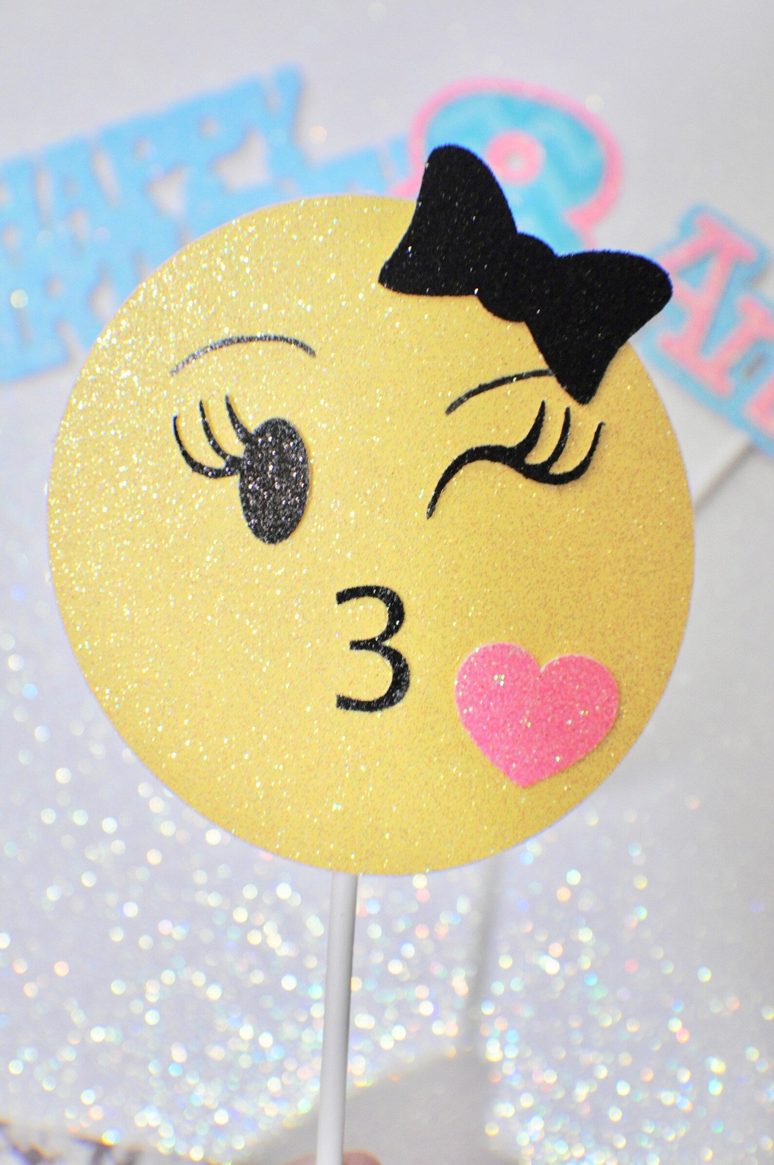Emoji Cake Topper Emoji Party Smiley Cake Topper Smiley Etsy