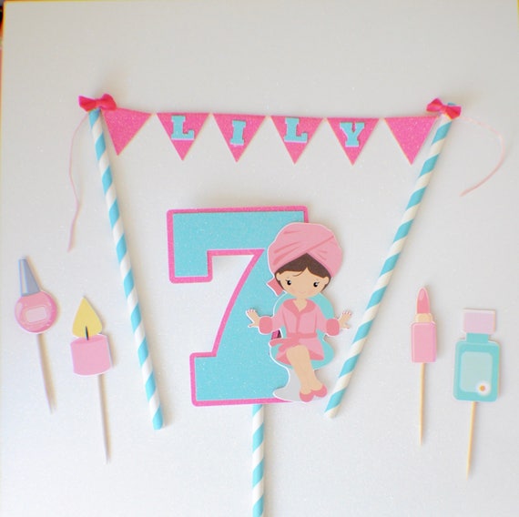 Spa Cake topper, Spa cake topper set, Spa party, Spa party decor, cake topper for girl Il_570xn