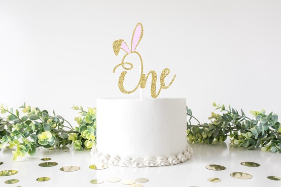 Bunny Cake Topper, Easter cake topper, one cake topper, easter bunner cake topper, first birthday cake topper Il_570xn