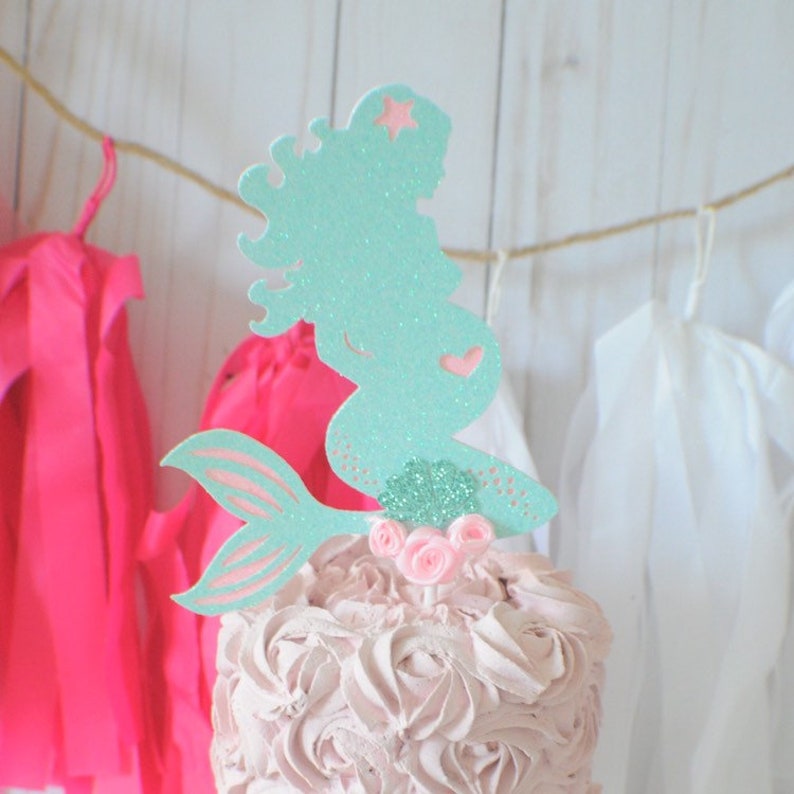 Pregnant Mermaid Baby Shower Cake Topper Mermaid Baby Etsy