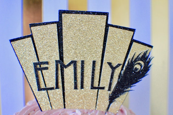 Art deco cake topper, 1920 cake topper, 20's cake topper, art deco party, Gatsby cake topper Il_570xn
