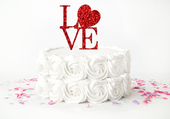 Valentine Cake topper, Valentines day cake topper, Valentines Day party, Valentines day, love cake topper, heart cake topper Il_570xn