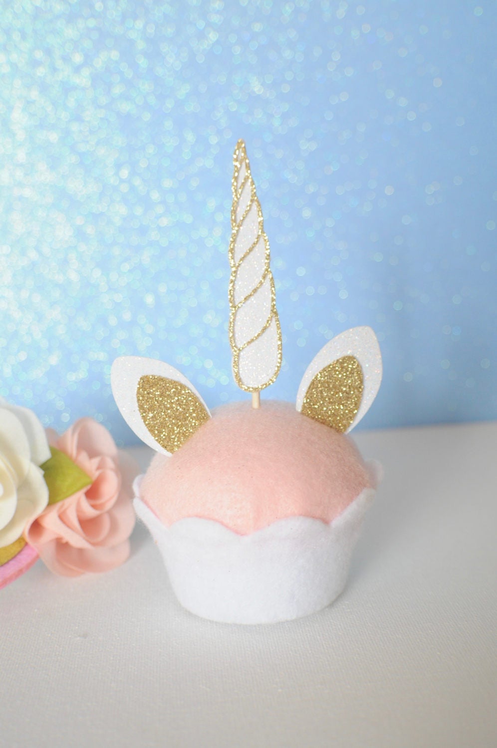 Unicorn Head Ears Horn Cupcake Toppers Edible Wafer Paper Unicorn 