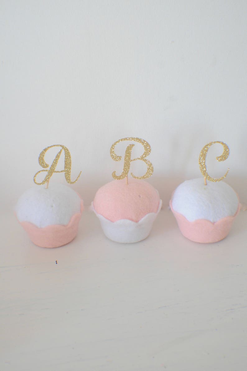 Letter Cupcake Topper Initial Cupcake Topper Wedding Cupcake Etsy