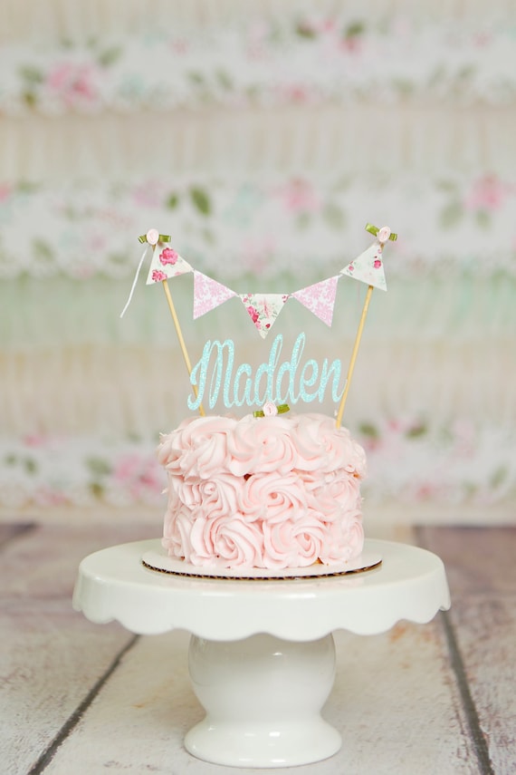 Vintage Cake Topper, Roses Cake Topper, Tea party Cake Topper, Cottage chic Cake Topper, chic cake topper, first birthday cake topper Il_570xn