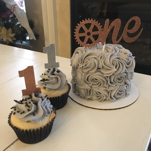 Steampunk Cake Topper One Cake Topper Mechanical Cake Etsy