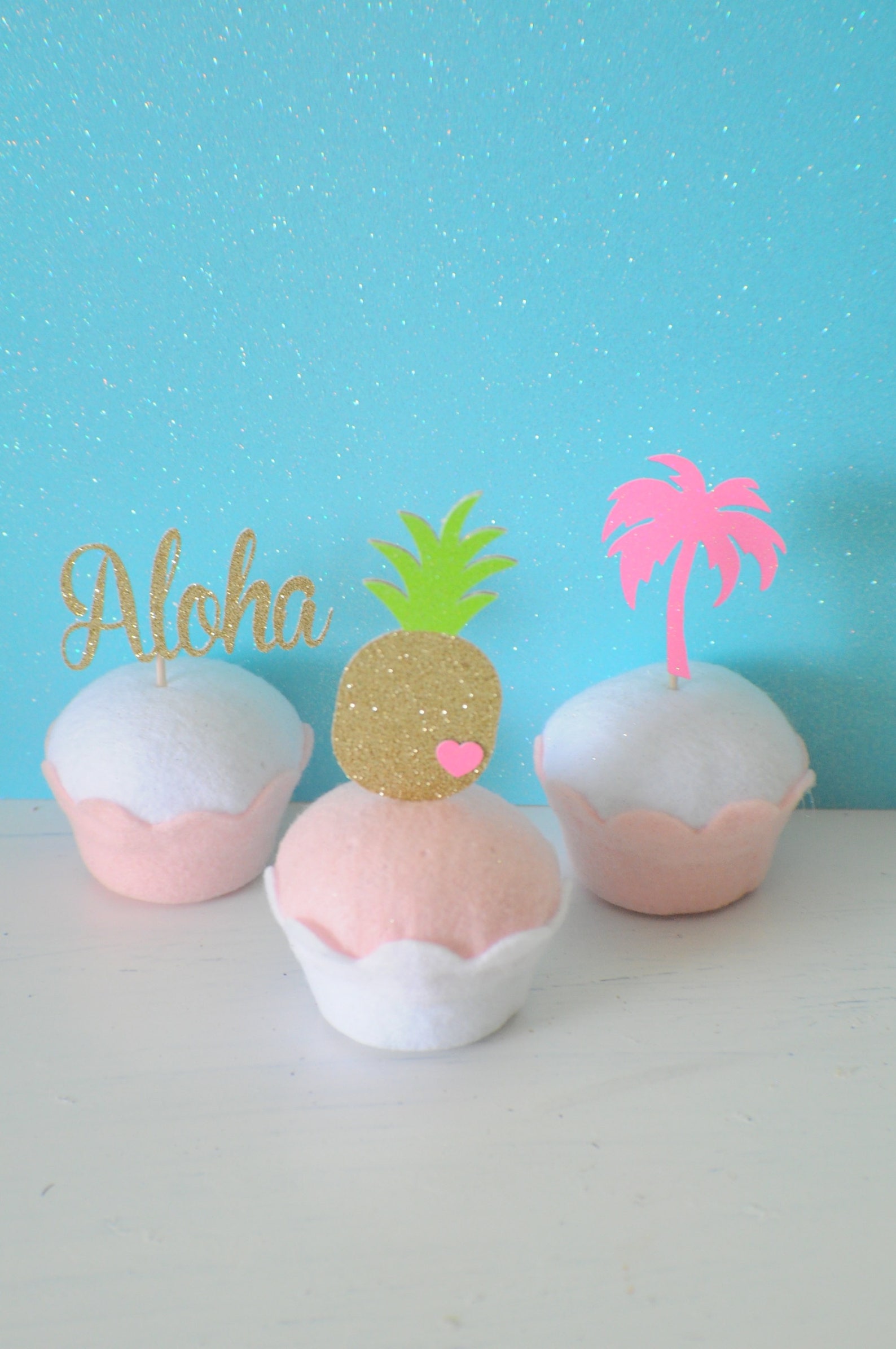Luau Cupcake Toppers Hawaiian Cupcake Toppers Pineapple Etsy