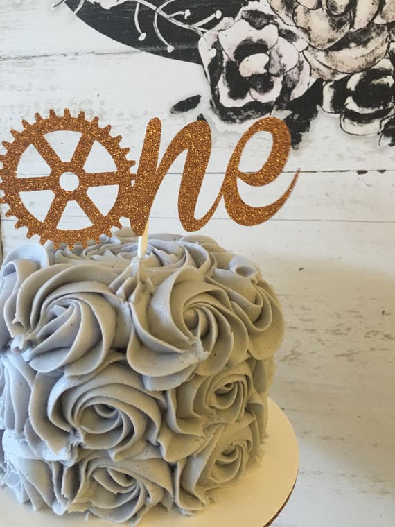 Steampunk Cake Topper One Cake Topper Mechanical Cake Etsy