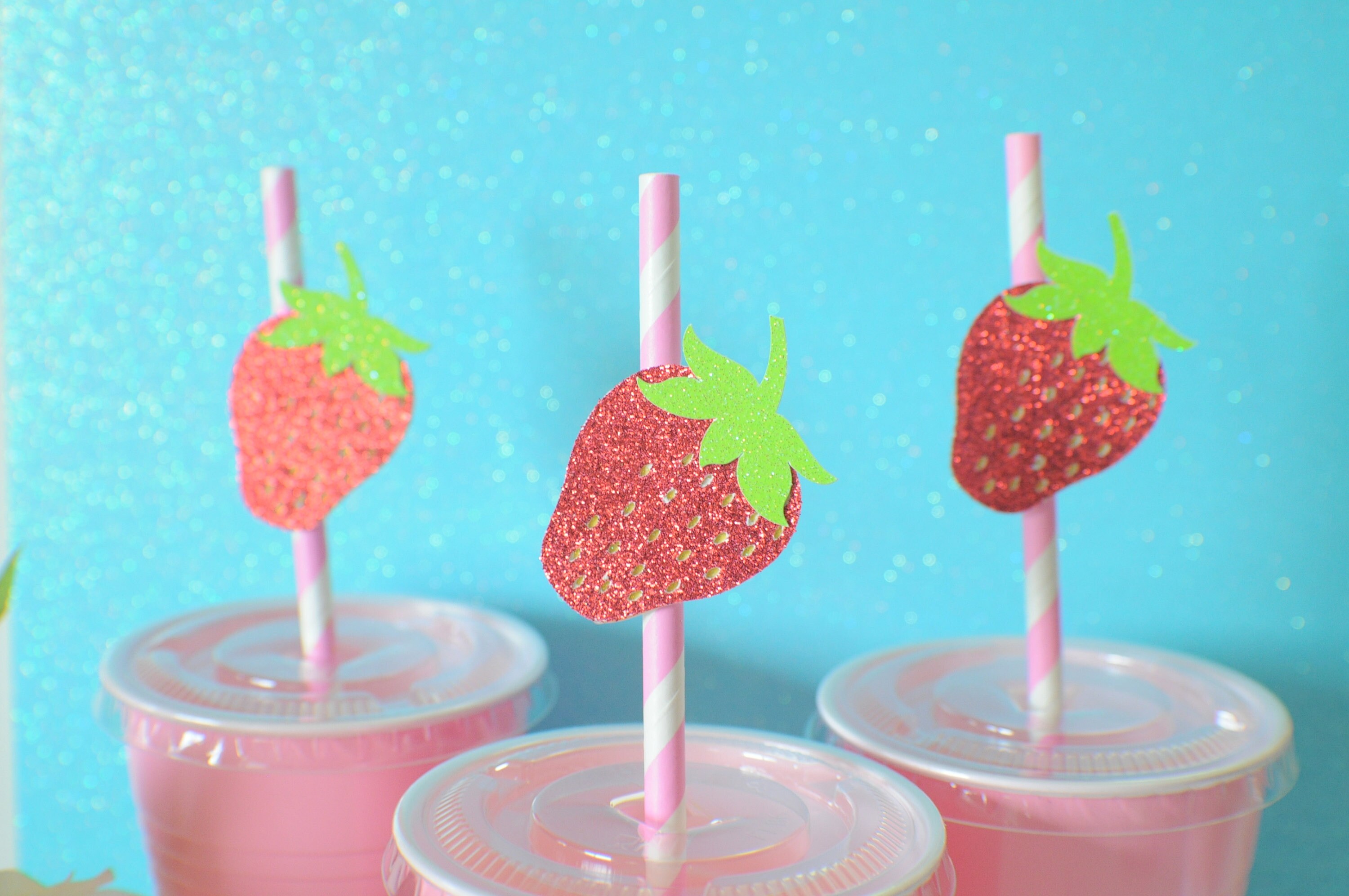 Strawberry straws strawberry paper straws fruit cupcake Etsy