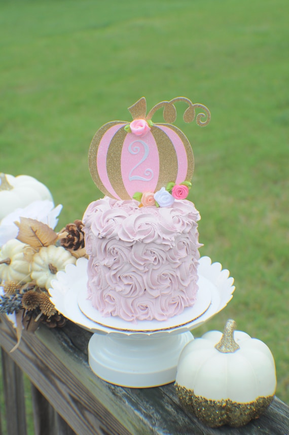 Pink Pumpkin Cake Topper, Halloween Cake topper, Pink and gold pumpkin cake topper, Pink pumpkin cake topper, gold pumpkin cake topper Il_570xn