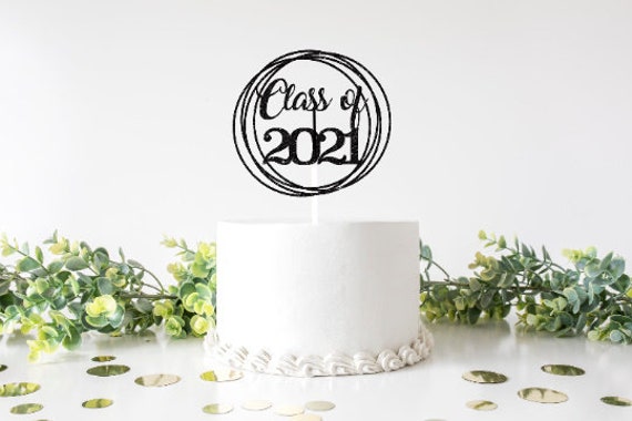 Graduation cake topper, grad cake topper, graduate decoration, prom, gold graduation topper, congrats cake topper, prom cake topper, 2021 Il_570xn