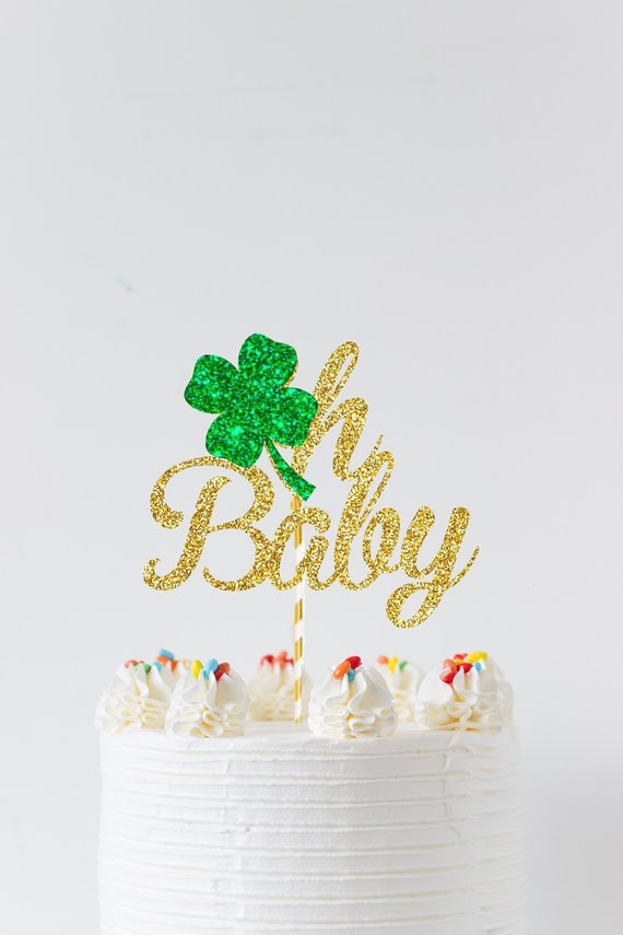 oh baby cake topper, Irish cake topper, Irish gender reveal cake topper, gender reveal cake topper, shamrock cake topper Il_570xn