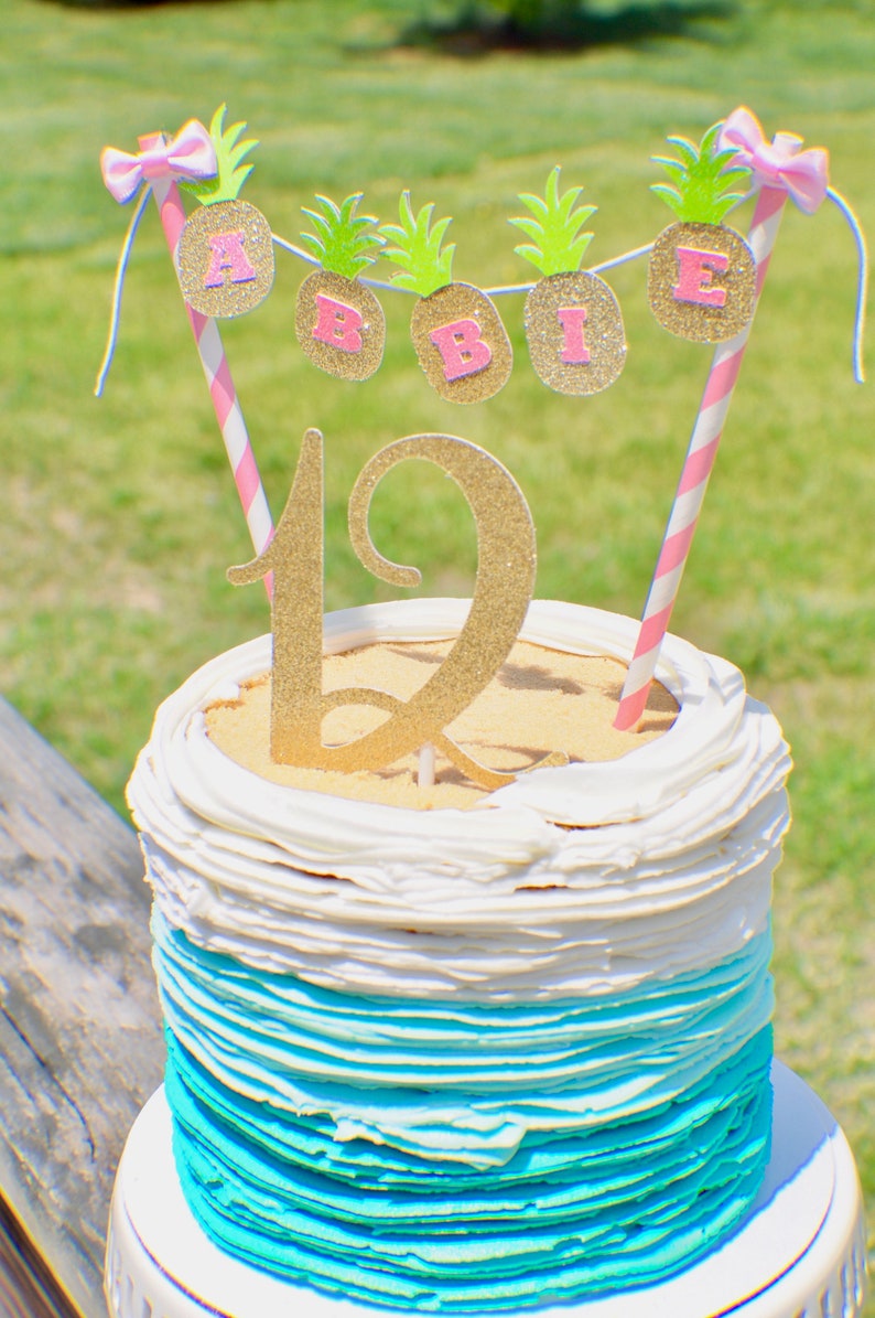 Pineapple cake topper Hawaiian cake topper luau cake