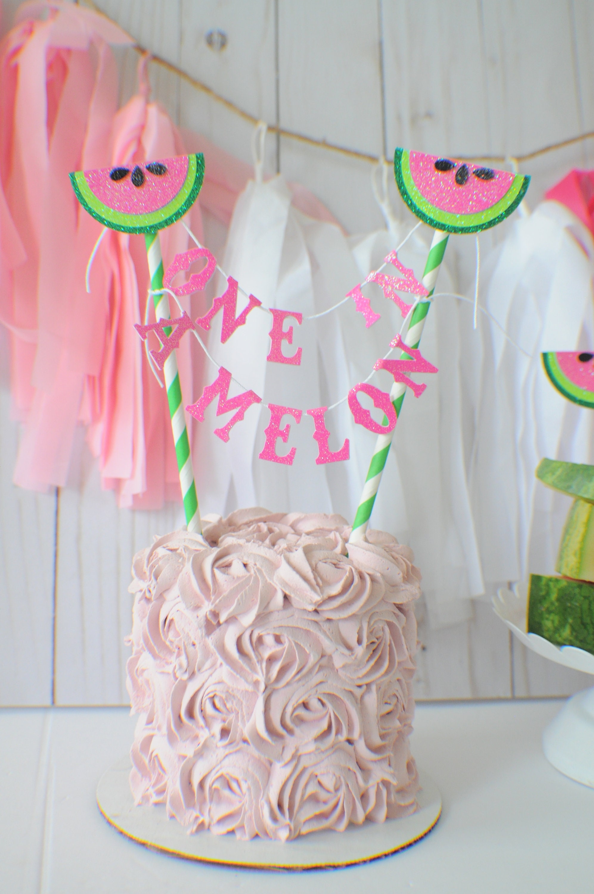 Watermelon cake topper One in a melon cake topper tutti Etsy