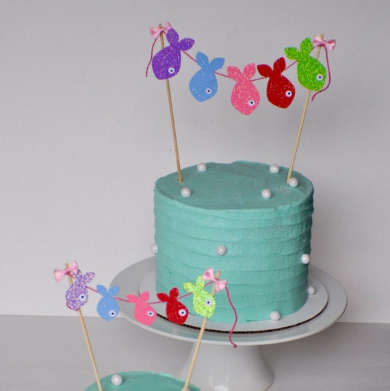 Fish Cake Topper Gone Fishing Cake Topper Fish Party Etsy