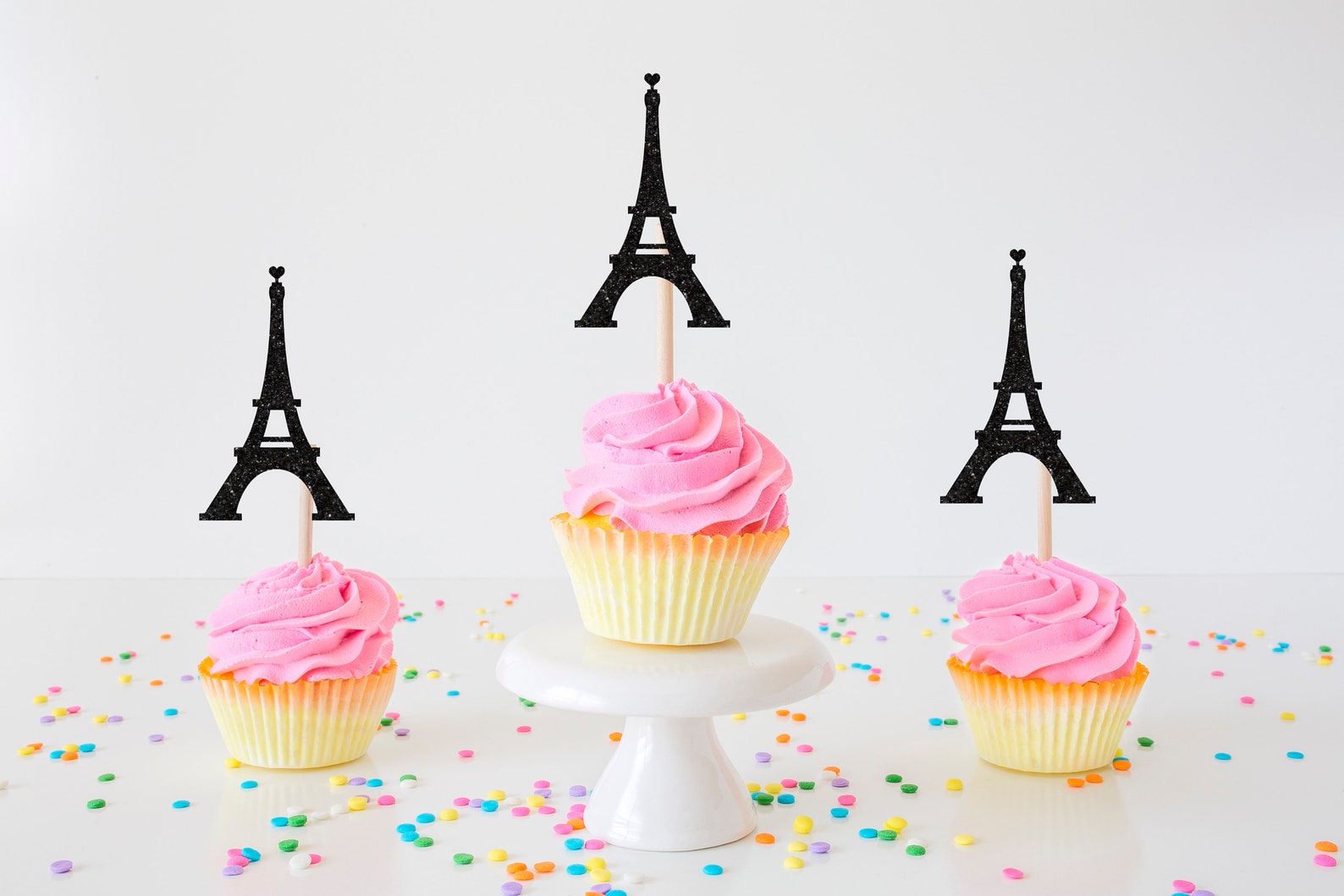 Eiffel Tower Cupcake Toppers Paris Cupcake Toppers France Etsy