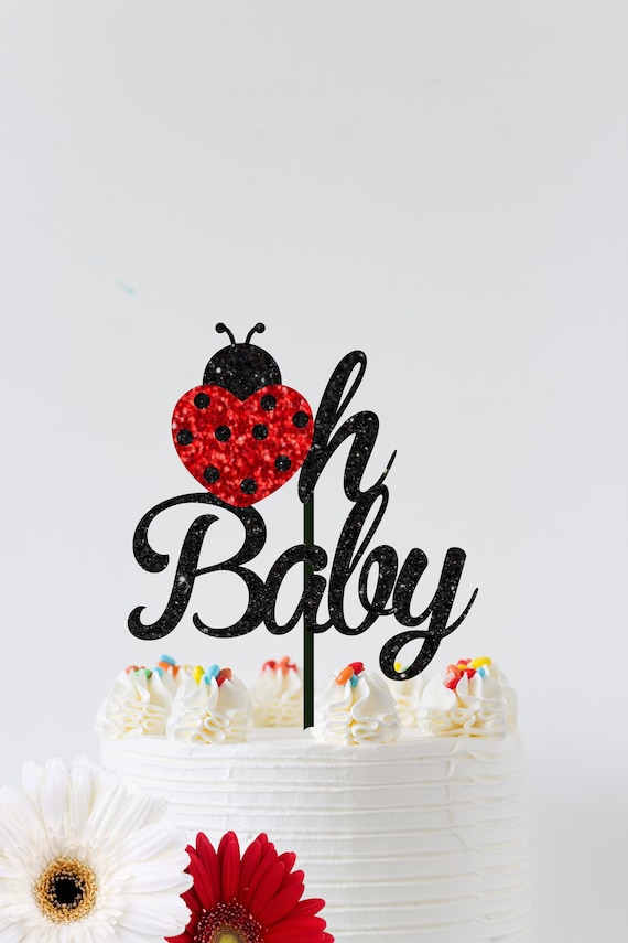 oh baby cake topper, Oh baby topper, ladybug cake topper, Birthday cake topper, Ladybug baby shower cake topper, smashcake topper Il_570xn
