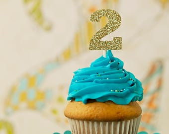 Number Cupcake Toppers, cupcake toppers (12 toppers), birthday cupcake topper