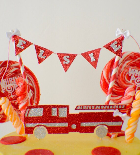 Fire Engine Cake Topper, Fire Truck Cake Topper, Fire Fighter Cake Topper, birthday cake topper Il_570xn