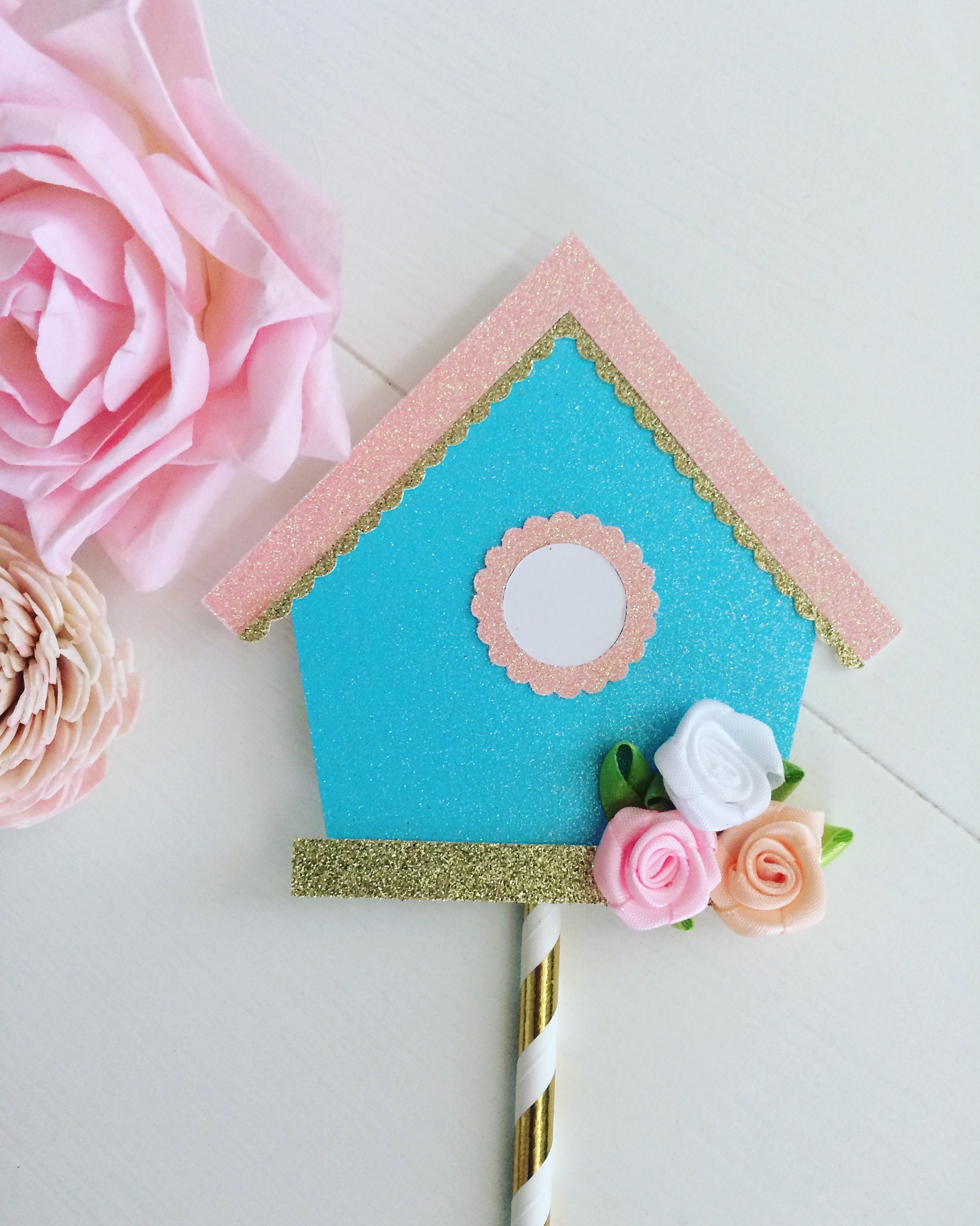 Bird house cake topper garden cake topper vintage cake Etsy