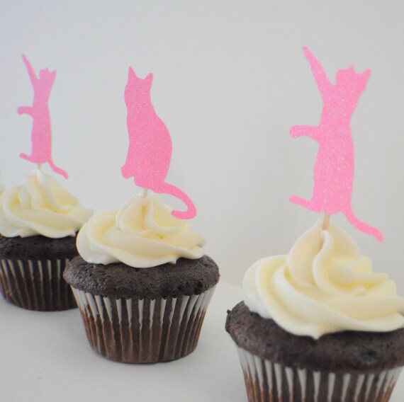 Cat Cupcake toppers, Kitty cupcake toppers, Cat (12 toppers) Il_570xn