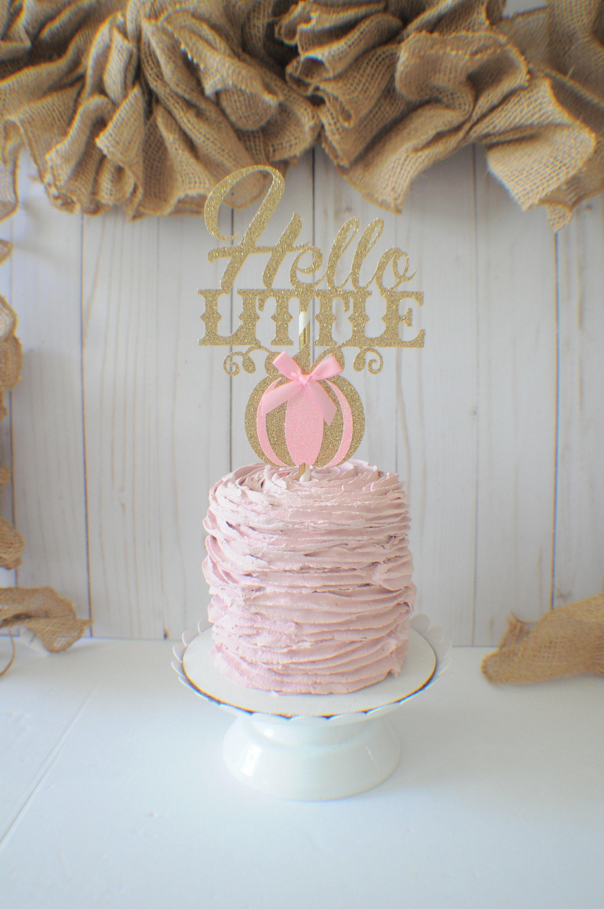 Pink Pumpkin Cake Topper Little pumpkin cake topper Hello | Etsy
