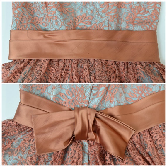 50s / 60s Party Dress in Tiffany Blue & Rose Gold… - image 10