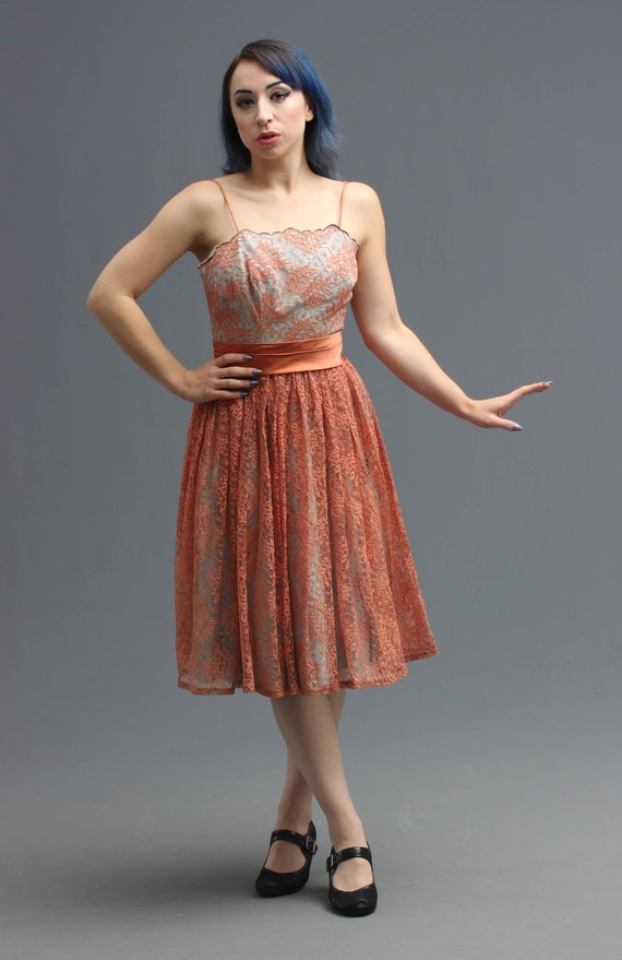 50s / 60s Party Dress in Tiffany Blue & Rose Gold… - image 2